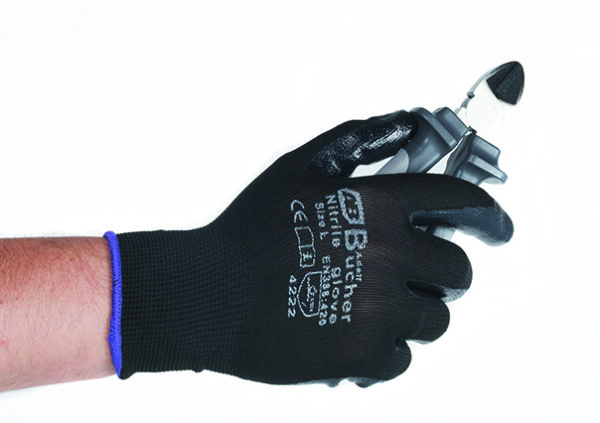 Перчатки для механических работ с нитриловым покрытием, черные, размер M